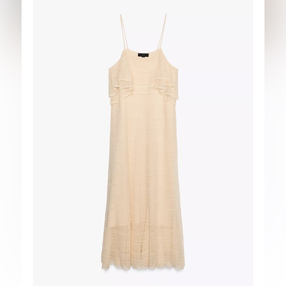 Zara Pointelle Knit Ruffle Dress - Picture 6 of 8